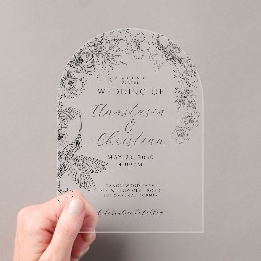 手書きフローラ結婚ズ アクリル招待状 (インサイチュ (ポータブル))