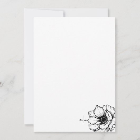 手書きフローラ結婚式の日付を保存 セーブザデート (裏面)