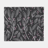 手書きフローラ:シームレスなデザイン フリースブランケット (正面(横))