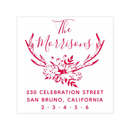 手書きフローラ〔雄ジカの〕枝角カスタム差出人住所 セルフインキングスタンプ (デザイン)