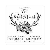 手書きフローラ〔雄ジカの〕枝角カスタム差出人住所 ラバースタンプ (インプリント)