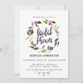 手書きブライダルシャワースクリプトフローラリース 招待状 (正面)