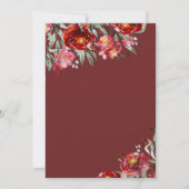 手書きブライダルシャワーブルゴーニュ赤い花 招待状 (裏面)