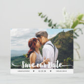 手書きブラシスクリプト写真の日付の保存 セーブザデート (スタンド正面)