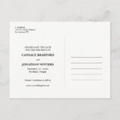 手書きブラシスクリプト写真の日付の保存 案内ポストカード (裏面)