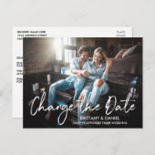 手書きブラシスクリプト日付の写真の変更 ポストカード (正面/裏面)