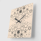 手書きブラシストロークの地理的パターン スクエア壁時計 (傾斜)