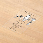 手書きブラックイラストドードル結婚ズ アクリル招待状 (レイダウン)