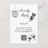 手書きブラックイラストドードル結婚ズ エンクロージャーカード (正面)