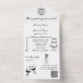 手書きブラックイラストドードル結婚ズ オールインワン招待状 (内側)