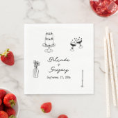 手書きブラックイラストドードル結婚ズ スタンダードランチョンナプキン (インサイチュ)