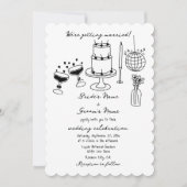 手書きブラックイラストドードル結婚ズ 招待状 (正面)