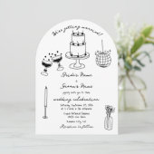 手書きブラックイラストドードル結婚ズ 招待状 (スタンド正面)