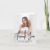 手書きブラックスクリプトフォト卒業 サンキューカード (正面)