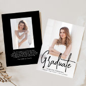手書きブラックスクリプト2写真卒業 案内状