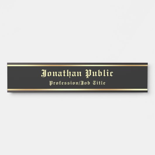 手書きブラック金ゴールドクラシックノスタルジックルック サインプレート (正面)