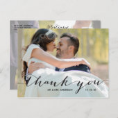 手書きブラック2写真結婚ありがとう ポストカード (正面/裏面)