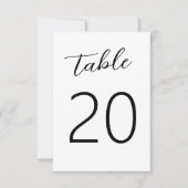 手書きブラック＆ホワイトの結婚式テーブルナンバー 招待状 (正面)