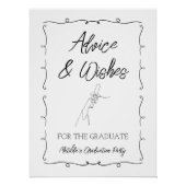 手書きブラック&ホワイト卒業アドバイス&ウィッシュ ポスター (正面)