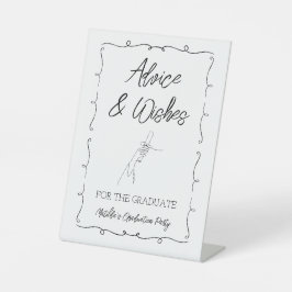 手書きブラック&ホワイト卒業アドバイス&ウィッシュ 台座サイン