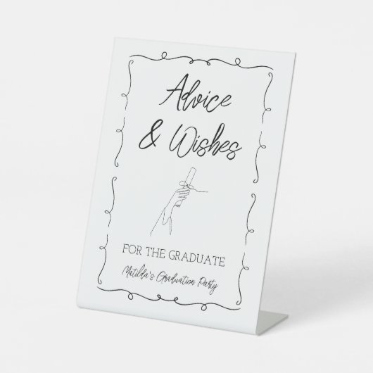 手書きブラック&ホワイト卒業アドバイス&ウィッシュ 台座サイン (正面)