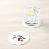 手書きブルゴーニュ赤い果実 ラウンドペーパーコースター (インサイチュ)