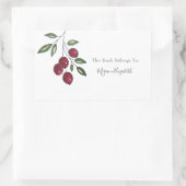 手書きブルゴーニュ赤い果実 長方形シール (バッグ)