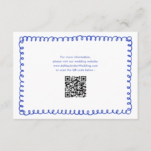 手書きブルーフランスのレトロ結婚の詳細 エンクロージャーカード (裏面)