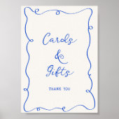 手書きブルーフレームカード&ギフト ポスター (正面)