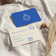 手書きブルーブライトユニークヴィンテージ結婚ズ