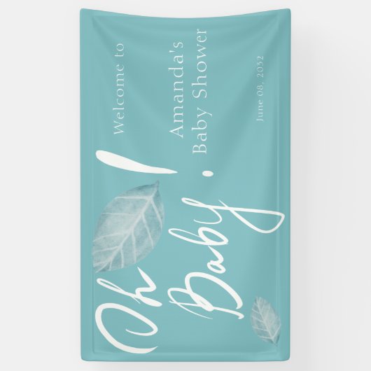 手書きブルーボーイオ赤ちゃんシャワーへようこそ 横断幕 (縦)