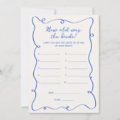 手書きブルー新婦カードの年齢 招待状 (正面)