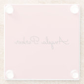 手書きプレーンシンプルプロフェッショナルピンクモダン色 ガラスコースター (裏面)