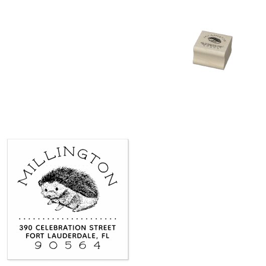 手書きヘッジホッグファミリー名差出人住所 ラバースタンプ (押印)