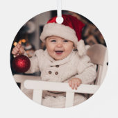 手書きベビーの初めてのクリスマス写真 メタルオーナメント (裏面)