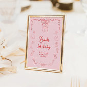 手書きベビーシャワー 女の子の赤ちゃんの本 ポスター