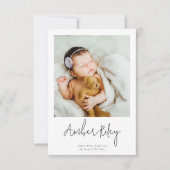 手書きベビー生まれたばかりのフォト誕生 サンキューカード (正面)