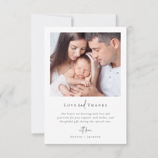 手書きベビー生まれたばかりのフォト誕生 サンキューカード (裏面)