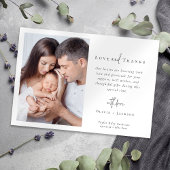 手書きベビー生まれたばかりのフォト誕生 サンキューカード