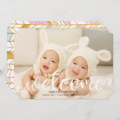 手書きベビー誕生写真の発表 案内状 (正面/裏面)