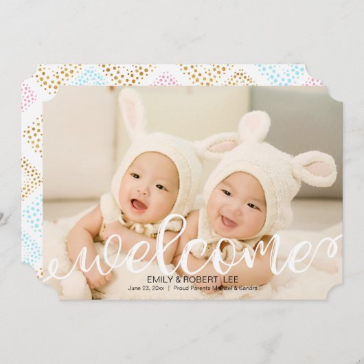手書きベビー誕生写真の発表 案内状 (正面/裏面)
