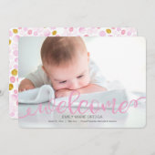 手書きベビー誕生写真アナウンスメントカード 案内状 (正面/裏面)