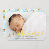 手書きベビー誕生写真アナウンスメントカード 案内状 (正面/裏面)