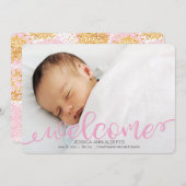 手書きベビー誕生写真アナウンスメントカード 案内状 (正面/裏面)