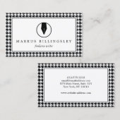 手書きペンのペン先のロゴとパタ千鳥格子のーン 名刺 (正面/裏面)