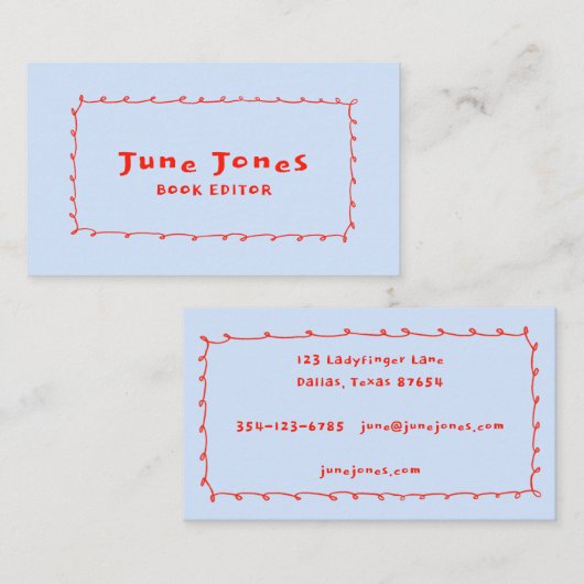 手書きペンシル・ループズドードルハンドメイドお洒落 名刺 (正面/裏面)