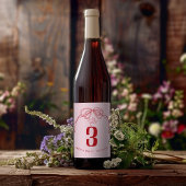 手書きボウPINK & REDテーブル番号結婚s ワインラベル