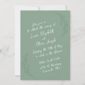 手書きボタニカルグリーンの結婚式招待状 招待状 (正面)