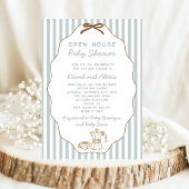 手書きボンジュールビーブオープンハウスボーイベビシャワー 招待状