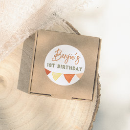 手書きボーホカラーバニングボーイバースデーパーティー ラウンドシール